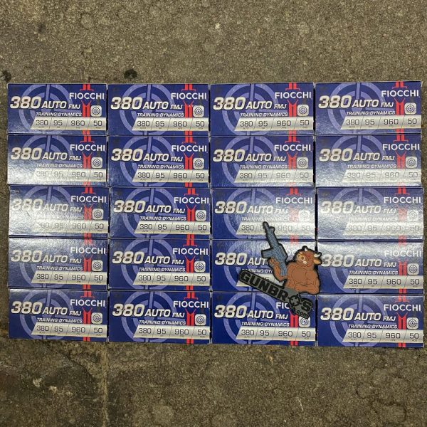 1000rds Fiocchi .380 ACP 95gr FMJ - GUNTICKETS [10 SPOT]
