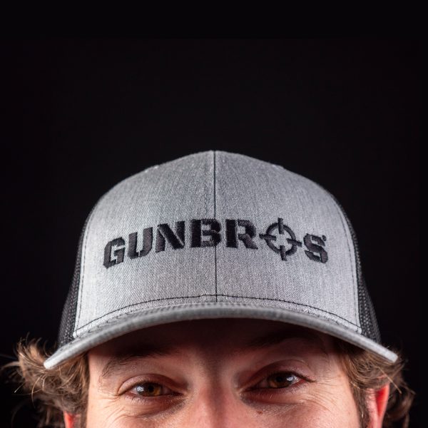 GUNBROS Black on Gray Stitched Trucker Hat